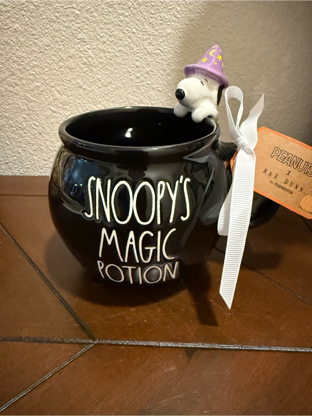 Peanuts Snoopy's Magic Potion Black Ceramic Cauldron Mug by Rae Dunn